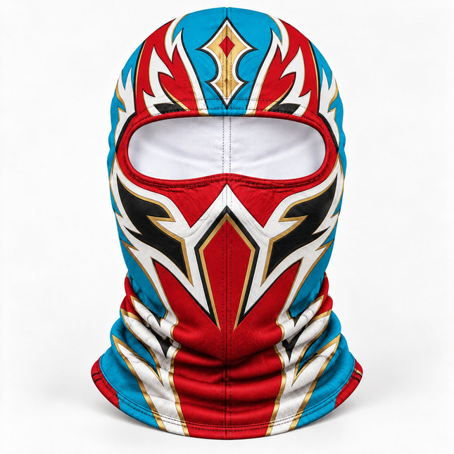 Colorful Luchador Ski Mask Red Blue Wrestling Winter Face Cover