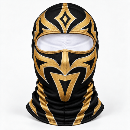 Luchador Ski Mask Black Gold Wrestling Style Winter Face Cover