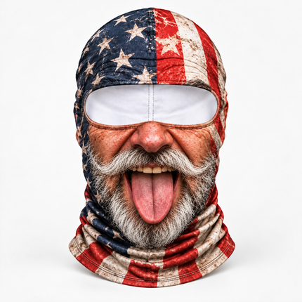 Funny American Flag Ski Mask Tongue Out Grandpa Winter Face Cover