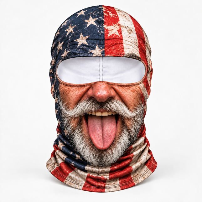 Funny American Flag Ski Mask Tongue Out Grandpa Winter Face Cover