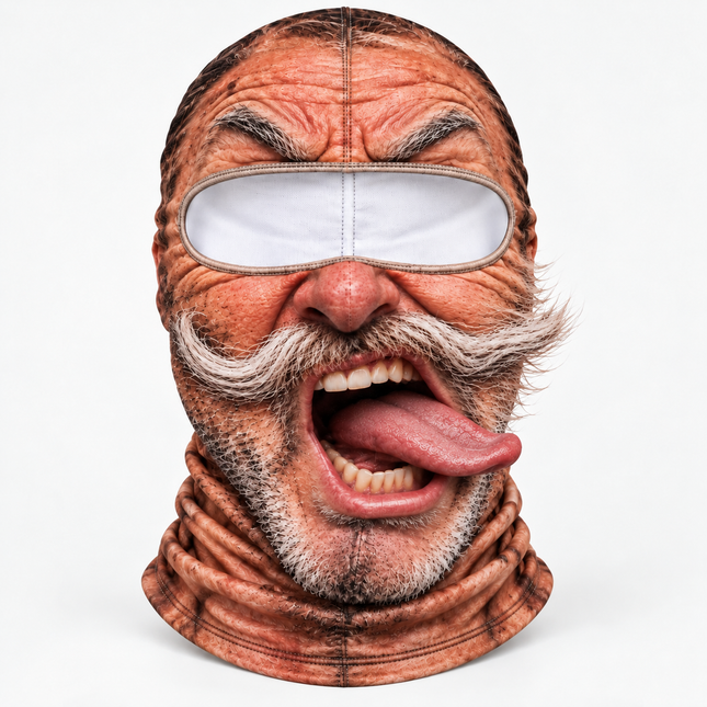 Funny Grandpa Face Ski Mask Tongue Out Winter Costume