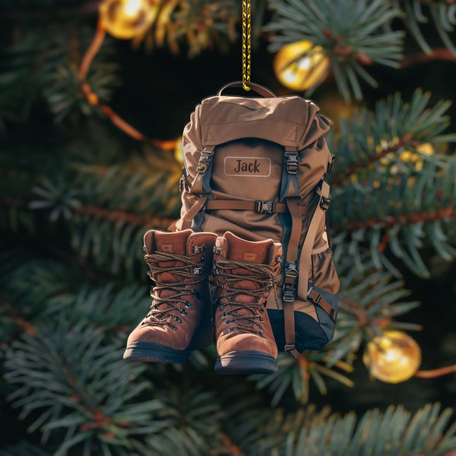 Hiking Boots And Backpack Personalized Hiking Shaped Ornament - Charming Present