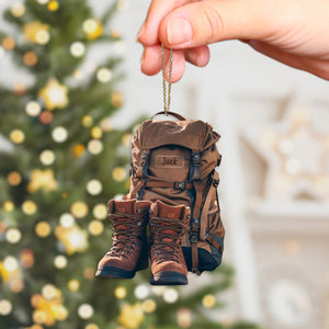 Hiking Boots And Backpack Personalized Hiking Shaped Ornament