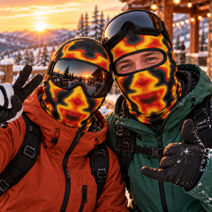 Flame Ski Mask Funny Fire Lava Print Winter Face Cover