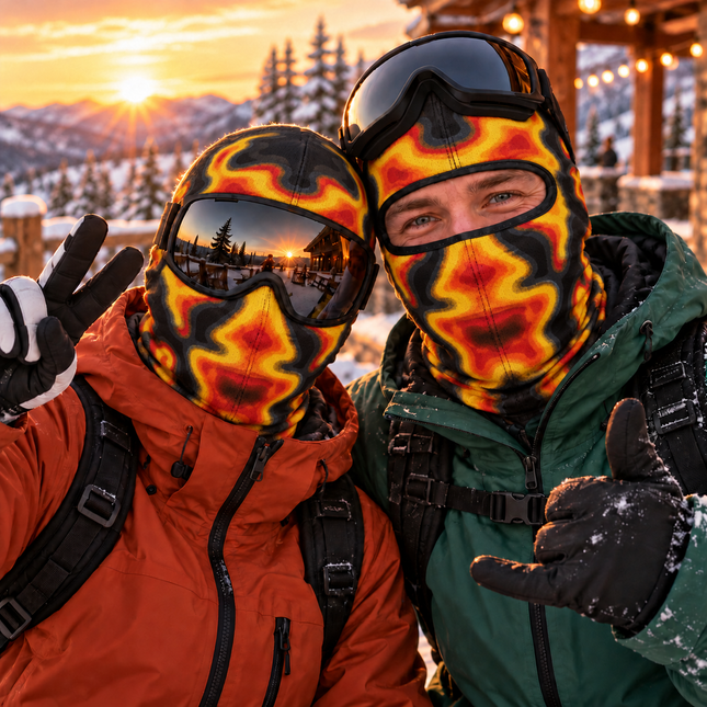 Flame Ski Mask Funny Fire Lava Print Winter Face Cover