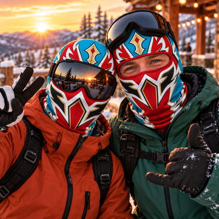 Colorful Luchador Ski Mask Red Blue Wrestling Winter Face Cover
