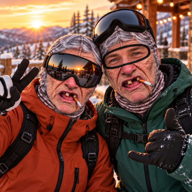 Funny Old Man Ski Mask Grumpy Grandpa Missing Teeth Winter Face Cover