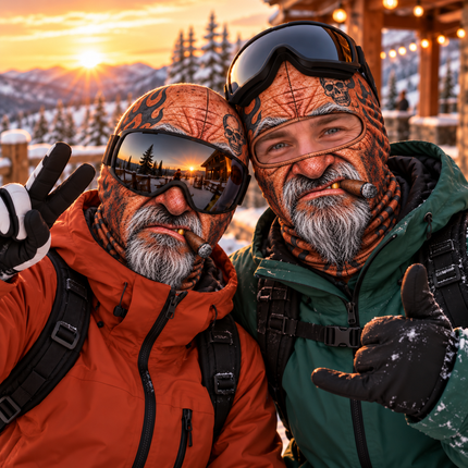 Funny Biker Grandpa Ski Mask Skull Tattoo Cigar Winter Face Cover
