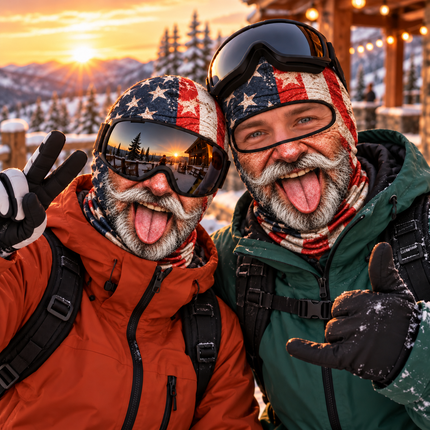 Funny American Flag Ski Mask Tongue Out Grandpa Winter Face Cover