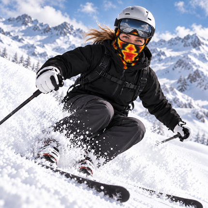 Flame Ski Mask Funny Fire Lava Print Winter Face Cover