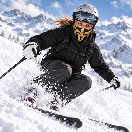 Luchador Ski Mask Black Gold Wrestling Style Winter Face Cover