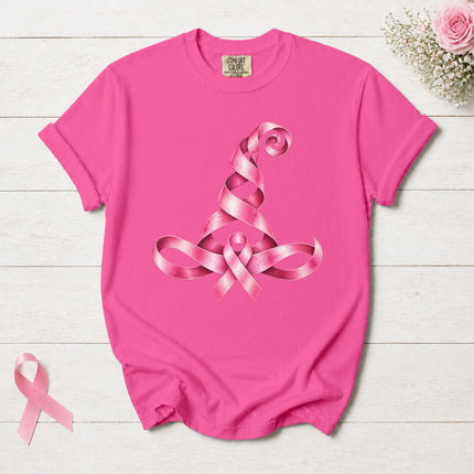 Comfort Colors Breast Cancer Awareness Halloween Witch Hat Pink Ribbon T-Shirt