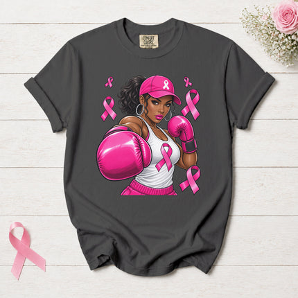 Comfort Colors Breast Cancer Awareness Fighter Pink Ribbon Boxing T-Shirt