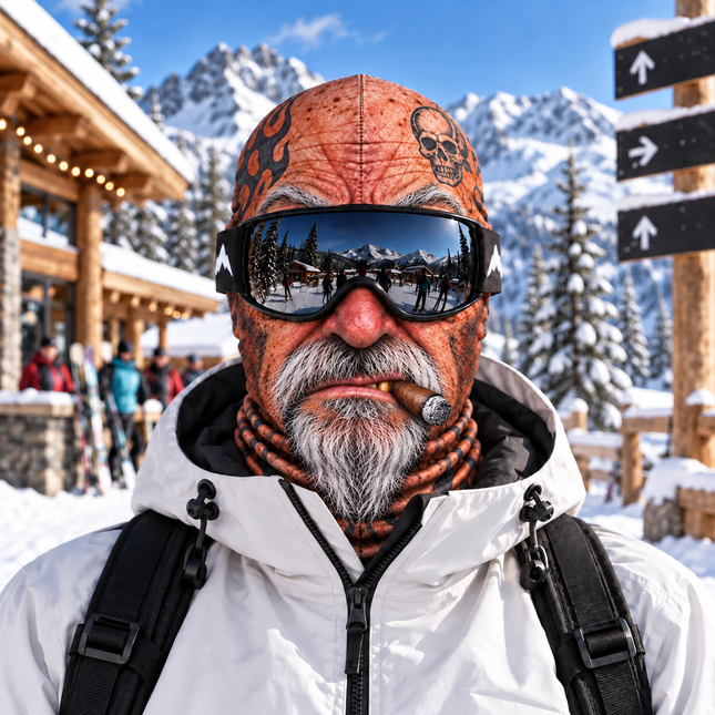 Funny Biker Grandpa Ski Mask Skull Tattoo Cigar Winter Face Cover
