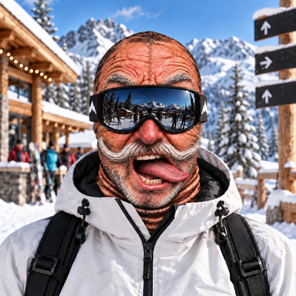 Funny Grandpa Face Ski Mask Tongue Out Winter Costume