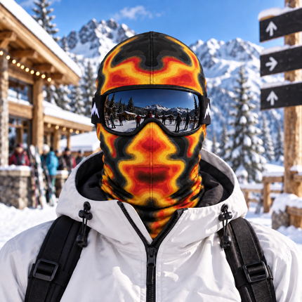 Flame Ski Mask Funny Fire Lava Print Winter Face Cover
