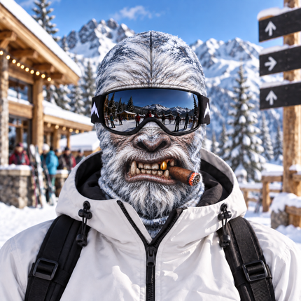 Snow Yeti Cigar Ski Mask Funny White Bigfoot Winter Face Cover