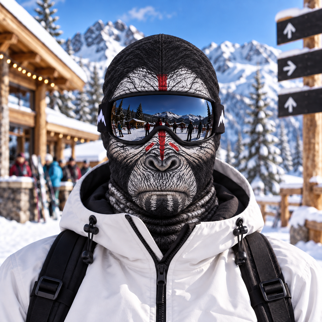 Funny Gorilla Ski Mask Black White Angry Ape Face Winter Mask