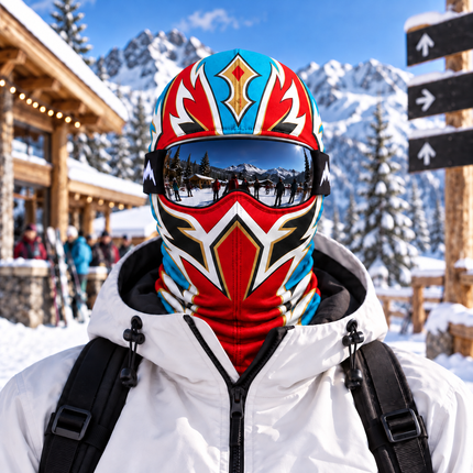 Colorful Luchador Ski Mask Red Blue Wrestling Winter Face Cover
