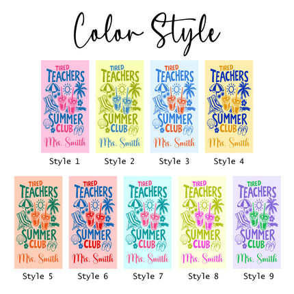 Personalized Teacher Beach Towel Summer Club Custom Name