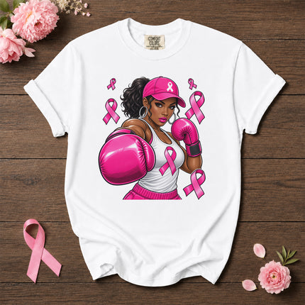 Comfort Colors Breast Cancer Awareness Fighter Pink Ribbon Boxing T-Shirt