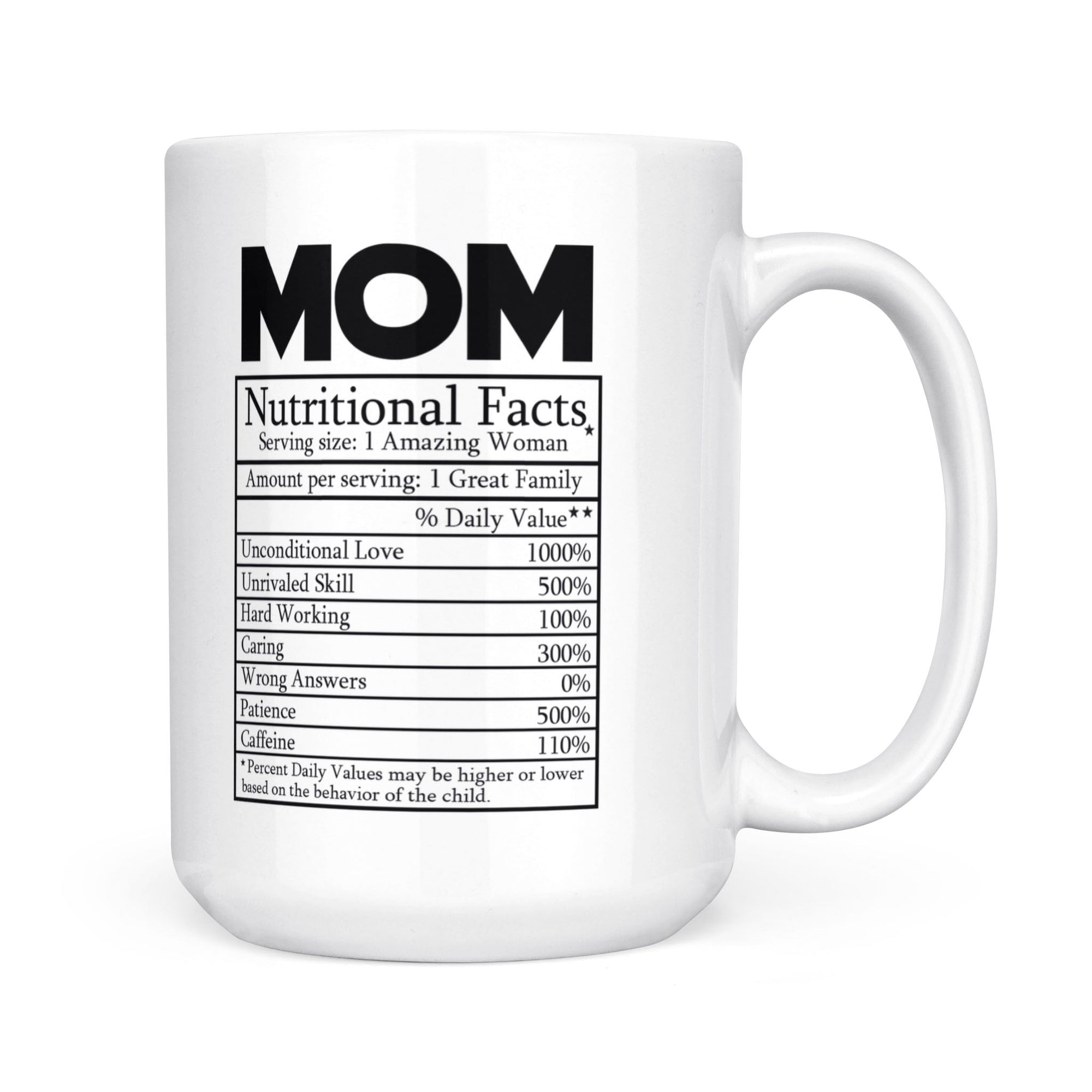 Novelty Superhero Mom Nutrition Facts - White Mug MG16