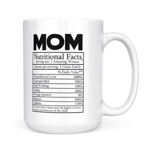 Novelty Superhero Mom Nutrition Facts - White Mug MG16