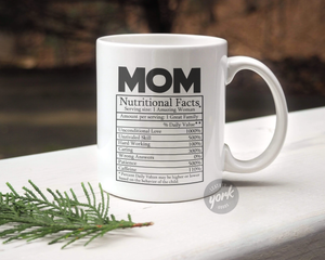 Novelty Superhero Mom Nutrition Facts - White Mug MG16