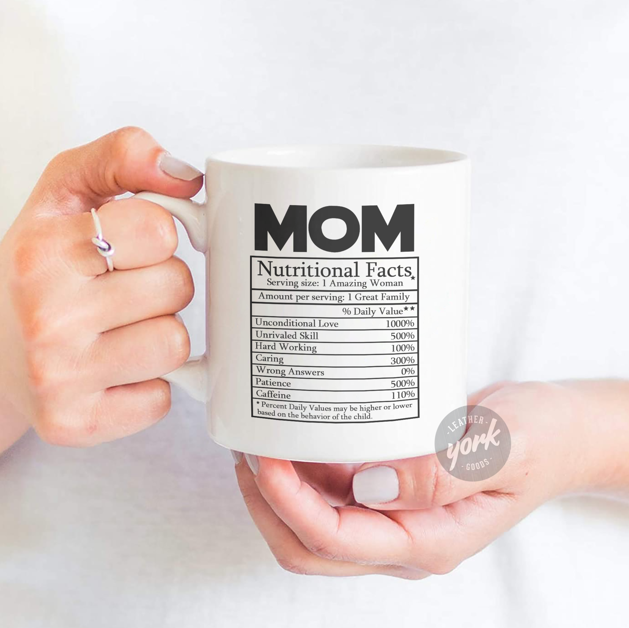 Novelty Superhero Mom Nutrition Facts - White Mug MG16