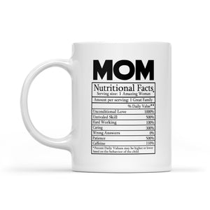 Novelty Superhero Mom Nutrition Facts - White Mug MG16