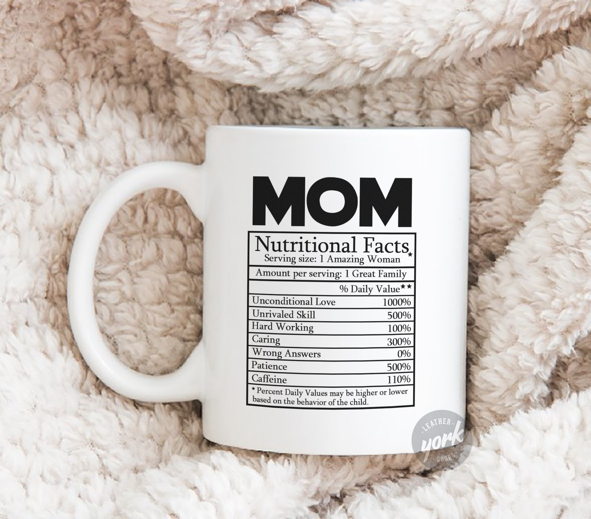 Novelty Superhero Mom Nutrition Facts - White Mug MG16