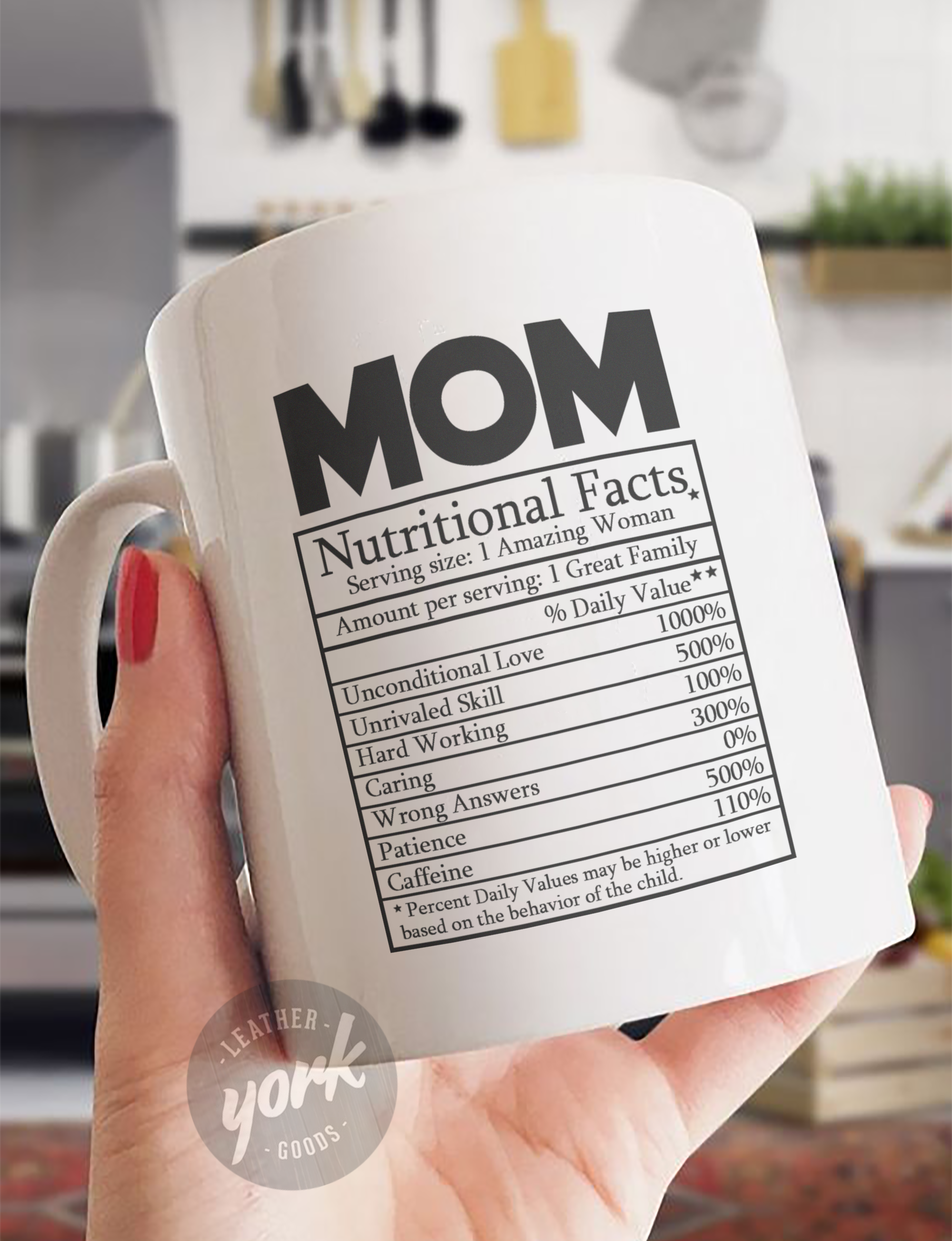 Novelty Superhero Mom Nutrition Facts - White Mug MG16