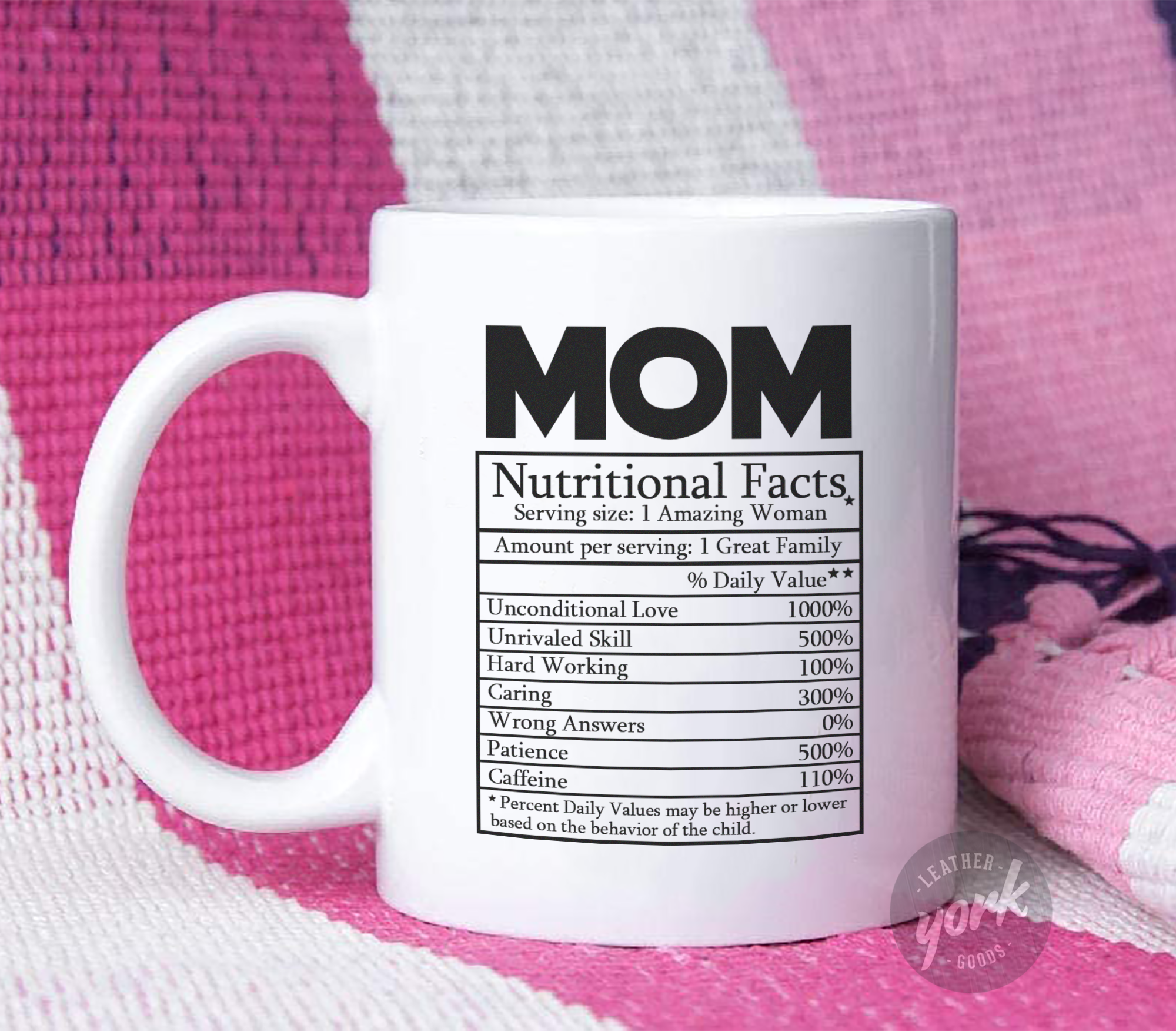 Novelty Superhero Mom Nutrition Facts - White Mug MG16