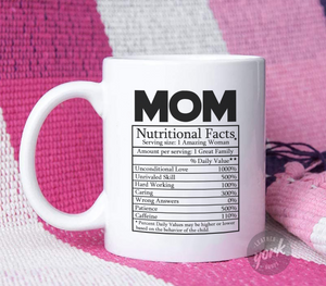 Novelty Superhero Mom Nutrition Facts - White Mug MG16