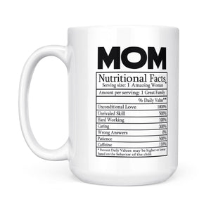 Novelty Superhero Mom Nutrition Facts - White Mug MG16