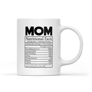 Novelty Superhero Mom Nutrition Facts - White Mug MG16