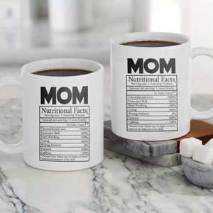 Novelty Superhero Mom Nutrition Facts - White Mug MG16