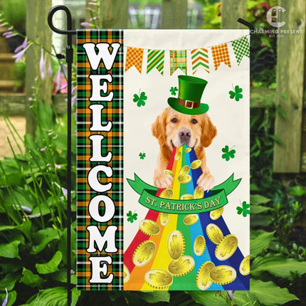 Golden Retriever Welcome St.Patricks Day Flag - Charming Present