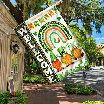Welcome St.Patricks Day Gnomes Flag - Charming Present