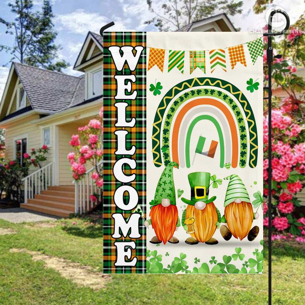 Welcome St.Patricks Day Gnomes Flag