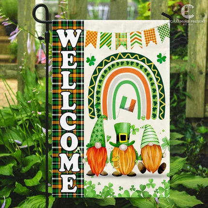 Welcome St.Patricks Day Gnomes Flag - Charming Present