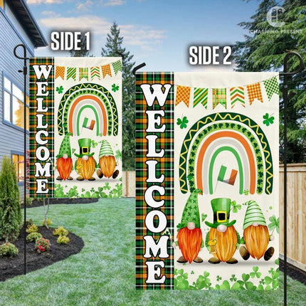 Welcome St.Patricks Day Gnomes Flag - Charming Present