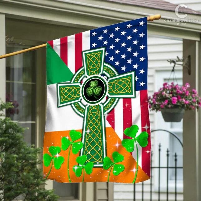 Handmade Irish Flag with Celtic Knot Cross: A Piece of Ireland at Home - Charming Present