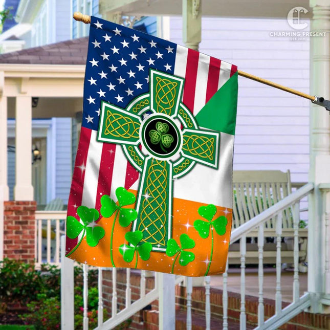Handmade Irish Flag with Celtic Knot Cross: A Piece of Ireland at Home - Charming Present