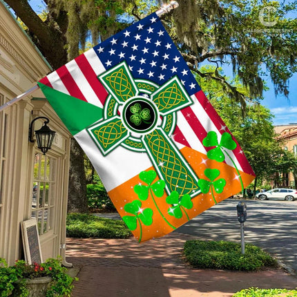Handmade Irish Flag with Celtic Knot Cross: A Piece of Ireland at Home - Charming Present
