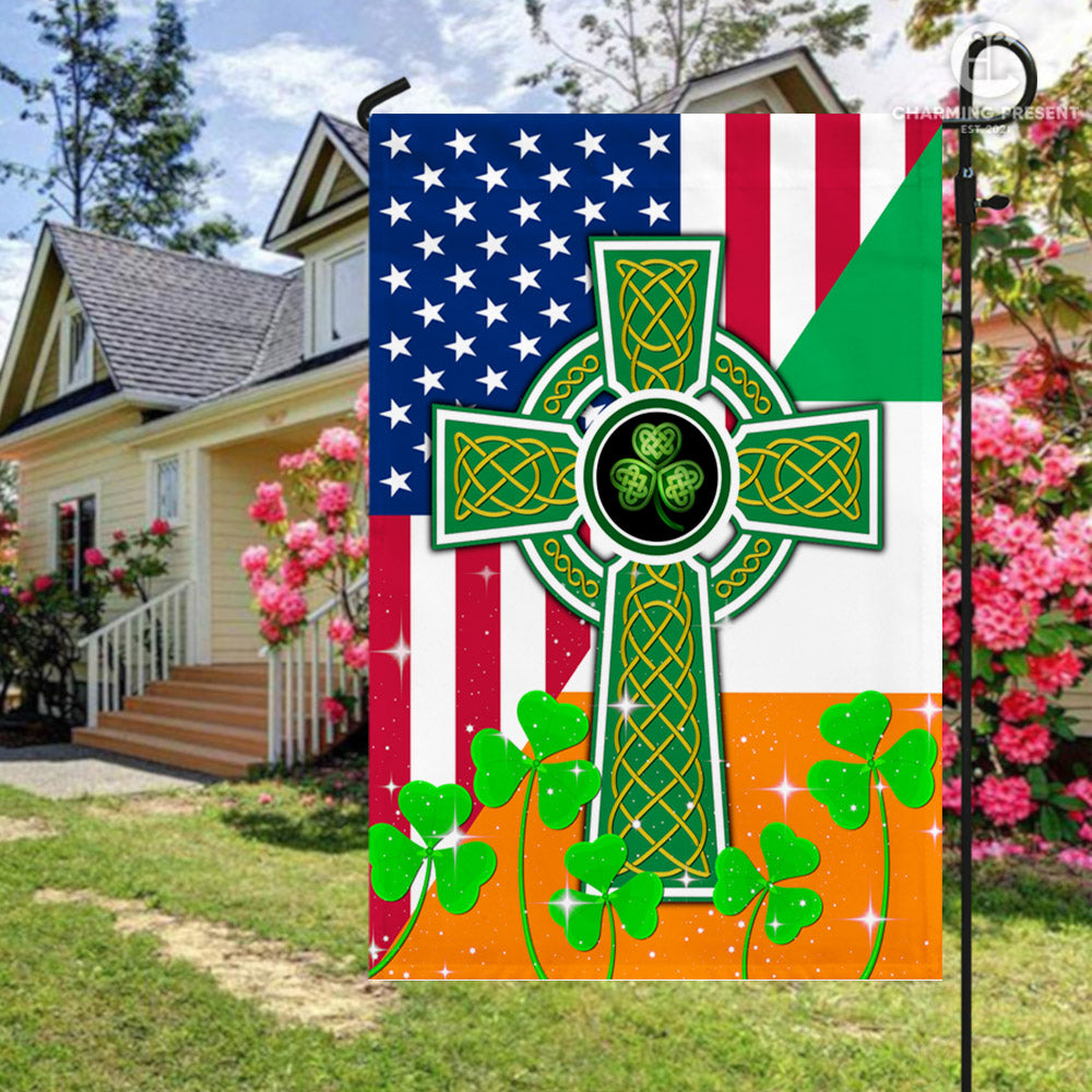 Handmade Irish Flag with Celtic Knot Cross: A Piece of Ireland at Home