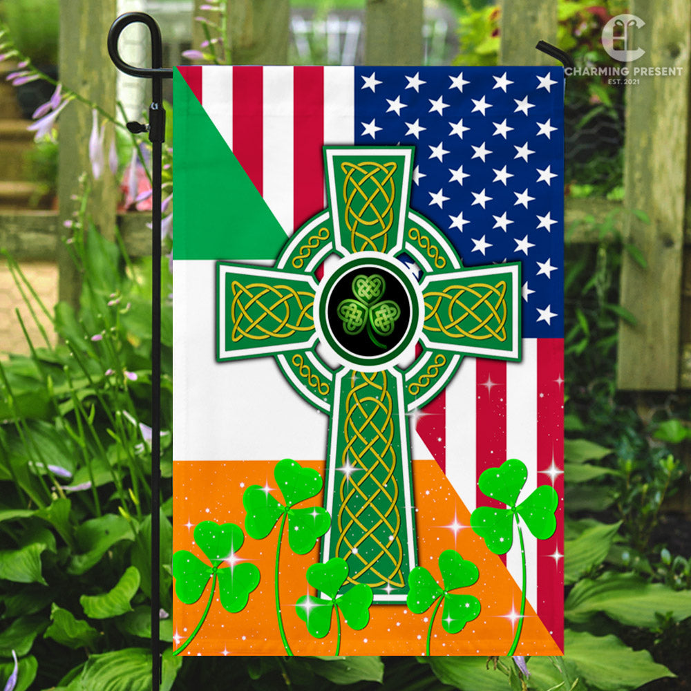 Handmade Irish Flag with Celtic Knot Cross: A Piece of Ireland at Home