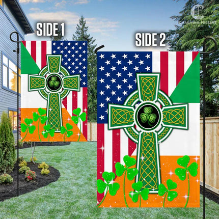 Handmade Irish Flag with Celtic Knot Cross: A Piece of Ireland at Home - Charming Present