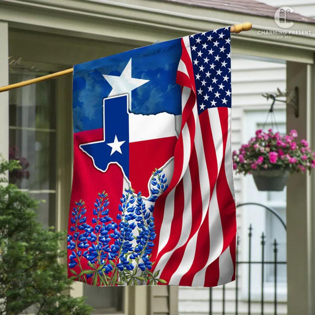Texas Bluebonnets Flag Version 2 - Charming Present