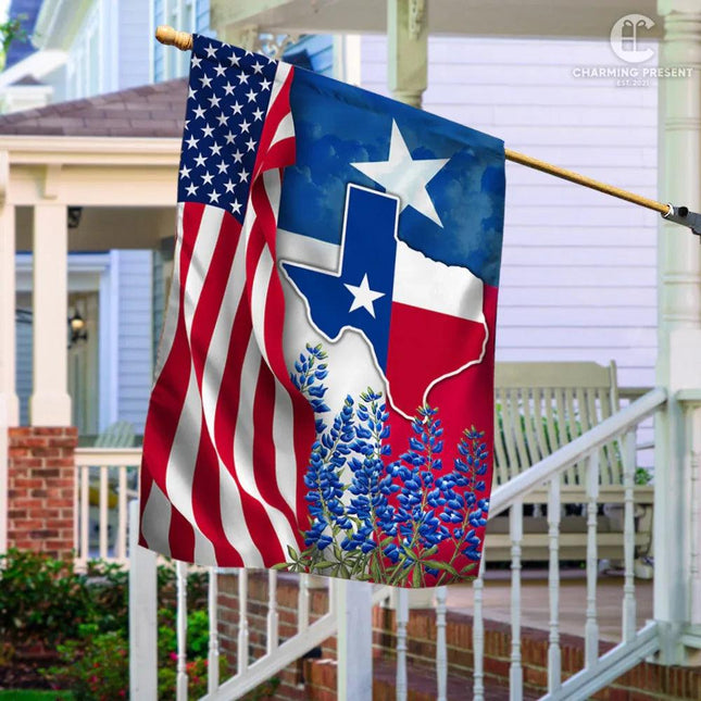 Texas Bluebonnets Flag Version 2 - Charming Present